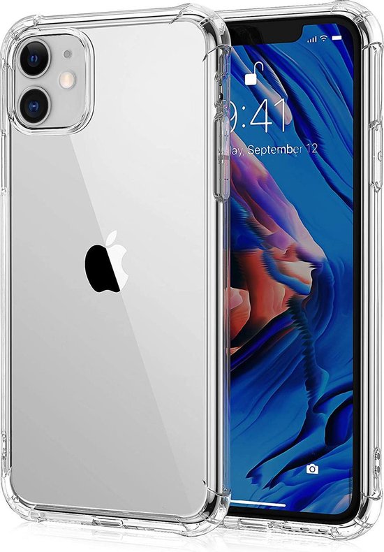 iPhone 11 Hoesje Shock Proof Case Transparant - Apple iPhone 11 Siliconen Anti Shock Hoesje Case Back Cover - Clear - Doorzichtig