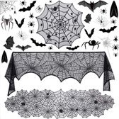Halloween decoratie | Halloween tafelkleed decoratieset x 3 stuks | Halloween stickers x 112 stuks