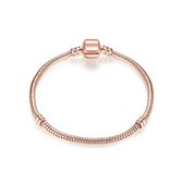 Verzilverde bedelarmband rosé goud 17 cm