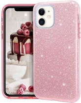 iPhone 12 Mini Hoesje Roze - Glitter Back Cover