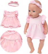 Poppenkleding meisje - Baby Born kleertjes o.a. - Poppenkleertjes 43 cm - Roze jurk met haarband - Gratis verzending