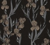 Livingwalls behangpapier bloemen zwart, grijs en bruin - AS-375261 - 53 cm x 10,05 m