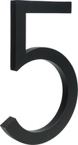 Milano Black Huisnummer 5 - 10 cm hoog - Aluminium - Zwart Modern Huisnummer - Zwart Huisnummer - Huisnummer Zwart - Gratis verzending - 100mm hoog