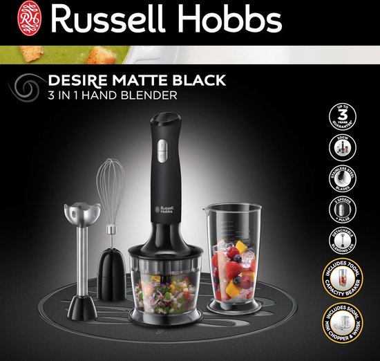 Russell Hobbs 24702-56 Desire Matte Black 3-in-1 Staafmixer | bol.com