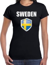 Zweden landen t-shirt zwart dames - Zweedse landen shirt / kleding - EK / WK / Olympische spelen Sweden outfit L