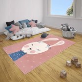 Kindervloerkleed bunny Happy - roze 160x220 cm