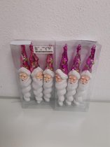 Kersthangers met het gezicht van de kerstman roze 6 st