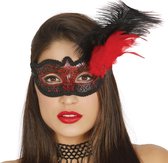Fiestas Guirca Masker Dames Polyester Polyester/veren Zwart/rood