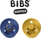 BIBS Fopspeen - Maat 2 (6-18 maanden) DUOPACK - Midnight & Oker - BIBS tutjes - BIBS sucettes