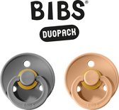 BIBS Fopspeen - Maat 2 (6-18 maanden) DUOPACK - Smoke & Peach - BIBS tutjes - BIBS sucettes