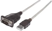 Manhattan USB 1.1, Serieel Aansluitkabel [1x USB 1.1 stekker A - 1x D-sub stekker 9-polig] 0.45 m Zilver-zwart