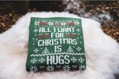 Foute Kersttrui - Christmas Sweater - Christmas hugs - Groen/green - S