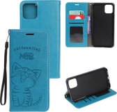 Bookcase iPhone 11 - cat loves fish - Blauw