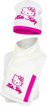 Meisjes muts en sjaal|Hello kitty|kleur wit maat 52 cm|Bonnet et écharpe fille Hello kitty couleur blance taille 52 cm