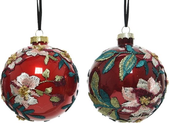 studie Distributie Gebakjes Kerstbal glas bloem stof d10 cm a2 | bol.com