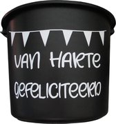 Cadeau Emmer - Van Harte Gefeliciteerd - 12 liter - zwart - cadeau - geschenk - gift - kado - verjaardag - jubileum