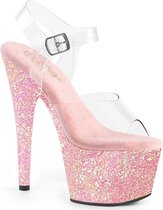 Pleaser Sandaal met enkelband, Paaldans schoenen -42 shoes- ADORE-708LG Paaldans schoenen Roze/Transparant