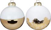 Set van 4 - Kerstballen Super Chique wit en goud 8 cm