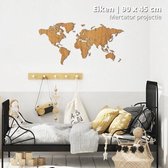 Wereldkaart van Hout - Eiken - Medium (90 x 45 cm) - Mercator projectie - wanddecoratie - design - muurdecoratie hout
