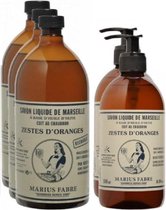 Marius Fabre - Nature - Vloeibare Marseillezeep Zestes d'Oranges (sinasappelschil) 500ml & 1L - voordeelbundel