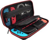 Rood - Nintendo Switch Case – beschermhoes met hard case – 20 extra games - opbergvakken met rits – ritsvak - duurzaam – robuust – geschikt voor Nintendo Switch – bescherming - opberghoes - hoesje