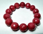 Elastische facet geslepen Robijn armband  14 mm. kralen