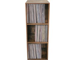 VDD Vinyl - Platenspeler Meubel - Lp kast - Vinyl kast - Platenspeler kast - Lp meubel - Platen kast - Vinyl opberg systeem - Lp platen opbergkast - Opbergen lp vinyl platen - Vinyl opbergkas - Vinyl houder - 3 open vakken - 33 x 34 x 100 cm - Bruin