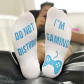 I'm gaming sokken unisex | witte met blauw letters | "do not disturb I'm gaming