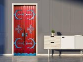Sticky Decoration - Luxe Deursticker Rode deur met sierbeslag - op maat voor jouw deur