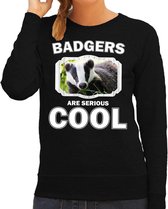 Dieren dassen sweater zwart dames - badgers are serious cool trui - cadeau sweater das/ dassen liefhebber L