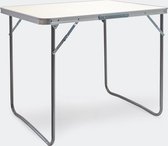 Aluminium opvouwbare campingtafel met 80x60cm wit MDF tafelblad, camping bijzettafel, eettafel, speeltafel, kaartafel, campingtafeltje, kampeertafel, kampeertafeltje, kamperen - bi