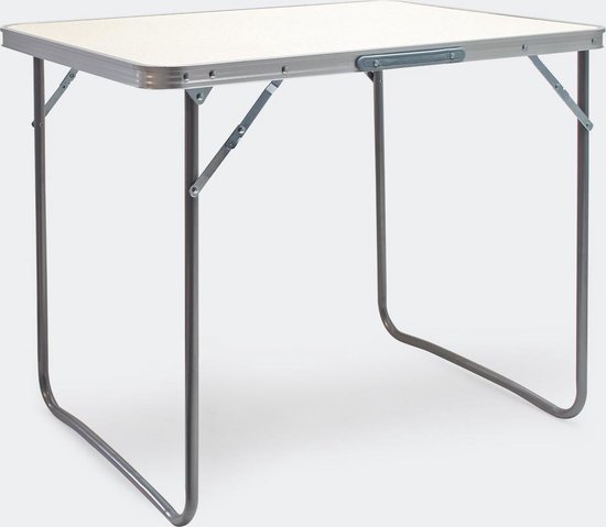 Aluminium opvouwbare campingtafel met 80x60cm wit MDF tafelblad, camping  bijzettafel,... | bol.com