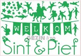 Raamsticker Uitbreiding Sint – Groen - herbruikbaar - sinterklaas - december - kerst