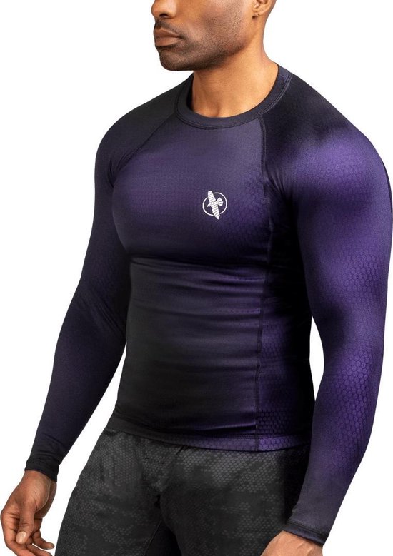 Foto: Hayabusa fusion long sleeve rashguard zwart paars maat m