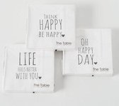 Serviettes de Noël avec texte, 3 paquets de 20 pièces, 3 textes différents. pense heureux être heureux / oh bonne journée / la vie se sent mieux avec toi