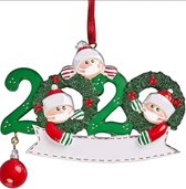 Kerst Ornament | Kerstversiering | Kerstbal | kerstboom Kerstcadeau | 3 poppetjes | Plastic | Hoe was 2020? | Mondmaskers