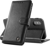 Echt Lederen Hoesje - Book Case Telefoonhoesje - Echt Leren Portemonnee Wallet Case - iPhone Xs Max - Zwart