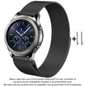 22mm Milanees Donker Grijs Stalen bandje voor bepaalde 22mm smartwatches van verschillende bekende merken (zie lijst met compatibele modellen in producttekst) - Maat: zie foto - ma