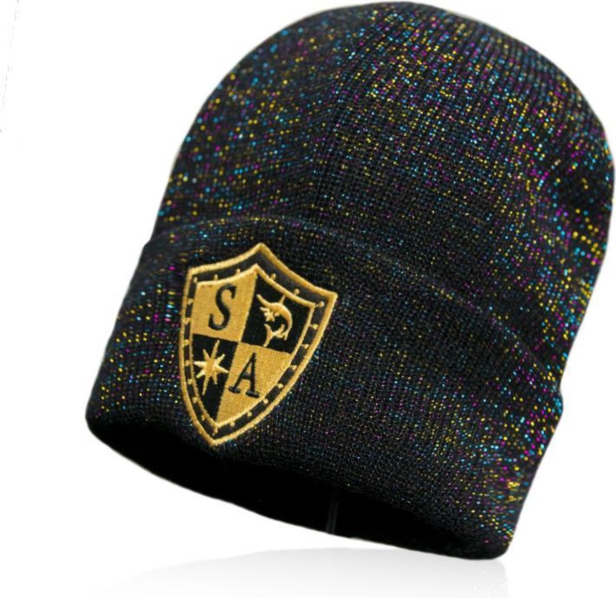 SA Company - Beanie - Regenboog Glitter - Gouden Shield