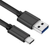 USB C kabel - C naar A - Nylon mantel - Zwart - 1 meter - Allteq