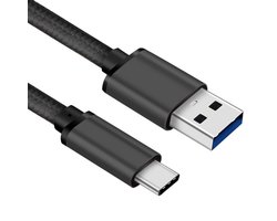 USB C naar USB A kabel | Laadsnelheid 5V / 3A / 60 watt | USB 3.2 gen 1 | 5 Gb/s | Male to male | Zwart | 1 meter | Allteq