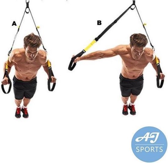AJ-Sports Suspension trainer Pro - Resistance training - Calisthenics - Training straps - Complete training set - Inclusief draagtas - Fitness - Calisthenics - Crossfit