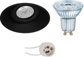 LED Spot Set - OSRAM Parathom PAR16 927 36D - Pragmi Nivas Pro - GU10 Fitting - Dimbaar - Inbouw Rond - Mat Zwart - 3.7W - Warm Wit 2700K - Trimless - Kantelbaar - Ø150mm - BSE