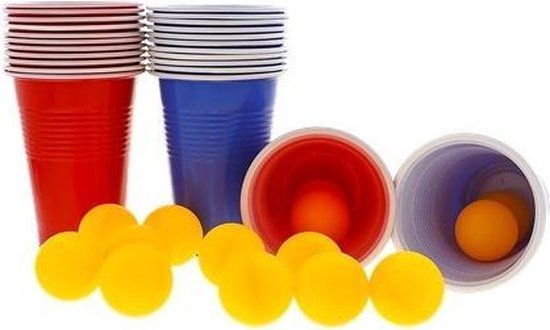 Thumbnail van een extra afbeelding van het spel Bierpong beer pong set 48-delig -redcups-bluecups