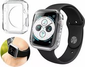 LOUZIR 2-IN-1 Cover Case voor Apple watch band 5 case 44 mm - Clear frame- Screen Protector- Gehard glas- Cover Hoes Transparant