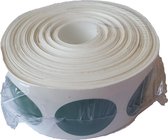 Blanco etiketten op rol - 30 mm rond - wit vinyl / bedrukking groen