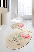 Nerge.be | Jardiner Round -  60x100 - 50x60 | 1 Set, 2 Sets Badkamerkleden en Matten Sets | Badmatten voor Bad Antislip | Badkamermatten | Antislip Badmatten voor Bad. Antislip Dou