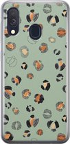 Samsung Galaxy A40 hoesje siliconen - Luipaard baby leo - Soft Case Telefoonhoesje - Luipaardprint - Blauw