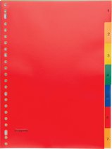 Pergamy tabbladen, ft A4, 23-gaatsperforatie, PP, geassorteerde kleuren, 1 set van 1-7 tabbladen
