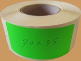 Blanco etiketten op rol - 70 x 35 mm rechthoek - groen radiant